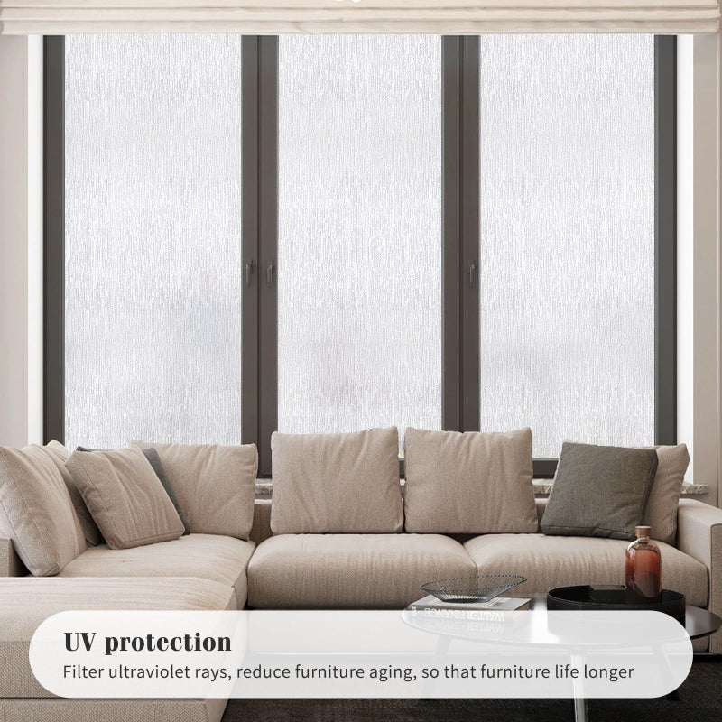 WPCTEV Window Film Non Adhesive Frosted Film Privacy Window Sticker Self Static Cling Vinly Glass Film Anti UV Decorative for Home Office Rain 35.4 Inch x 6.5 Feet - Image 3